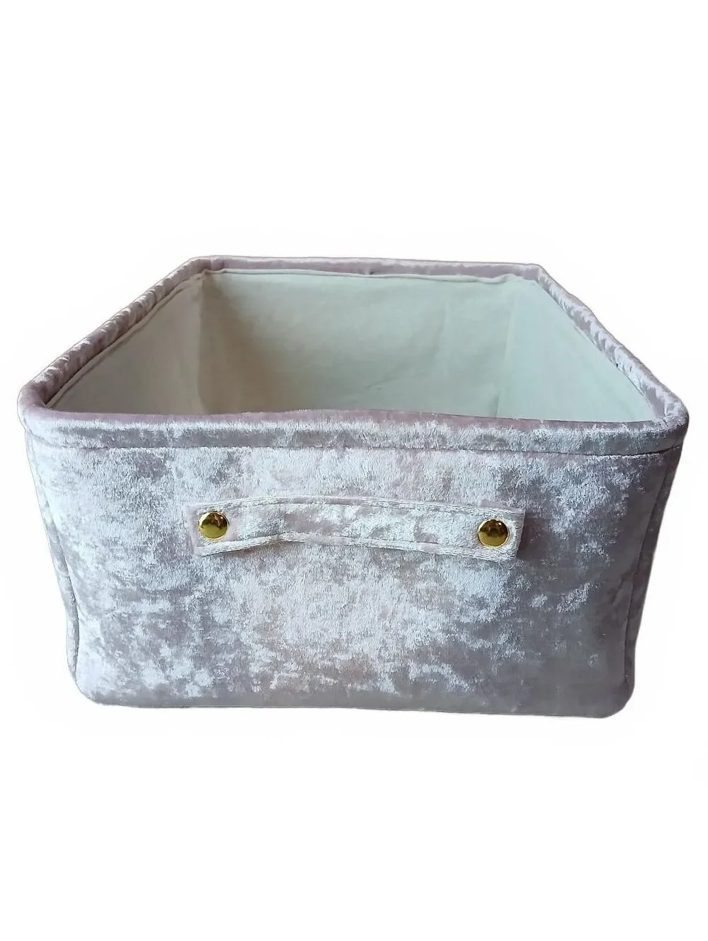 Juicy Couture Home Blush Pink Velour Storage Basket Bin NWT Gold Handle